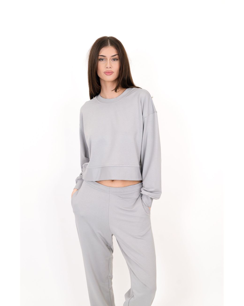 On/Off Essentials Gray The Solace Crew Neck Pullover