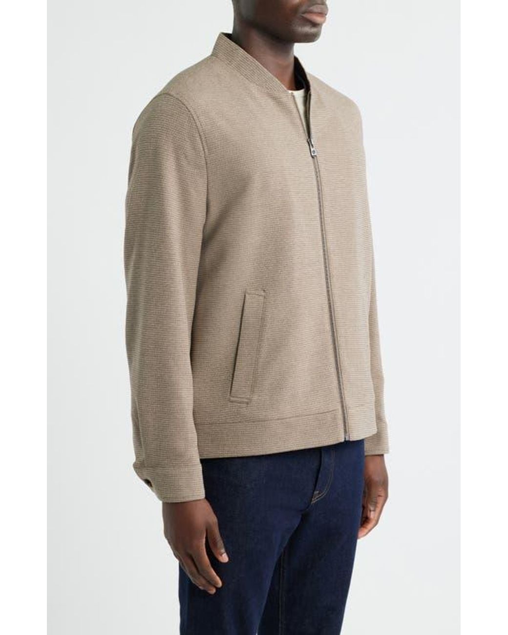 Johnston & Murphy Brown Pattern Zip Jacket for men