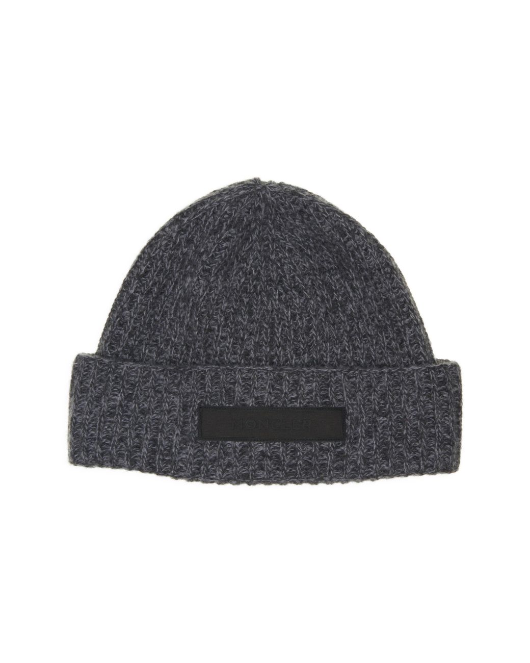 Moncler Gray Logo Patch Virgin Wool & Cashmere Beanie for men