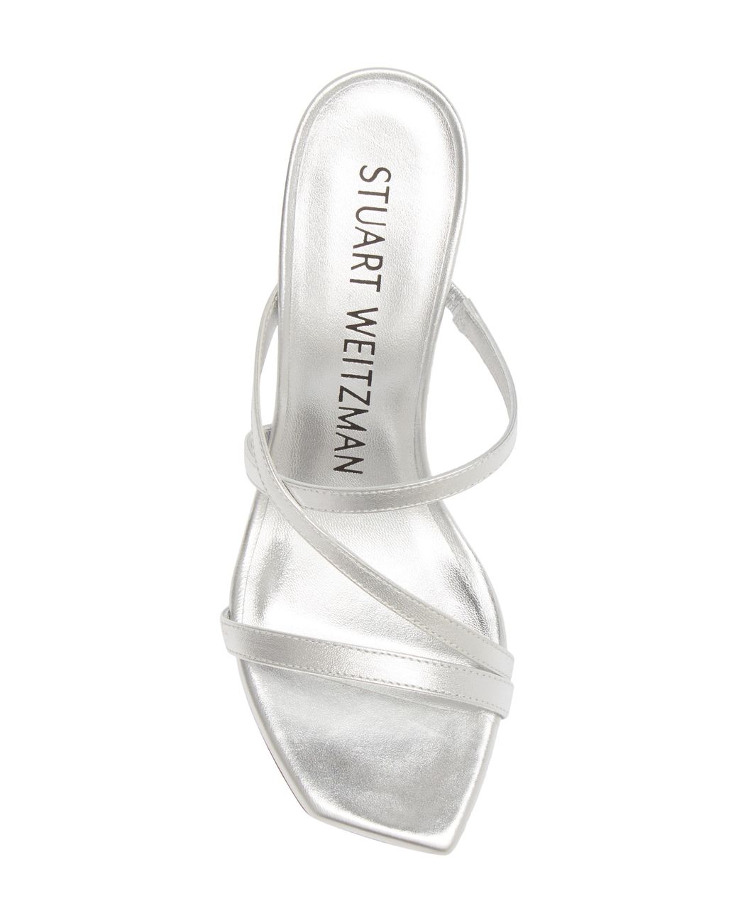 最大50％オフ！ スチュアート ワイツマン レディース サンダル シューズ Strapeze 85MM Crystal-Embellished  Leather Slide Sandals silver