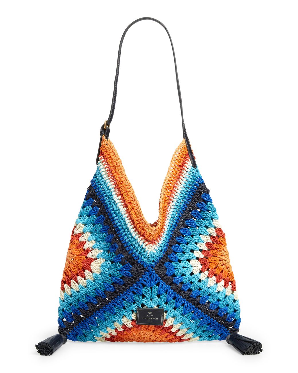 Anya Hindmarch Granny Square Crochet Shoulder Bag in Blue | Lyst