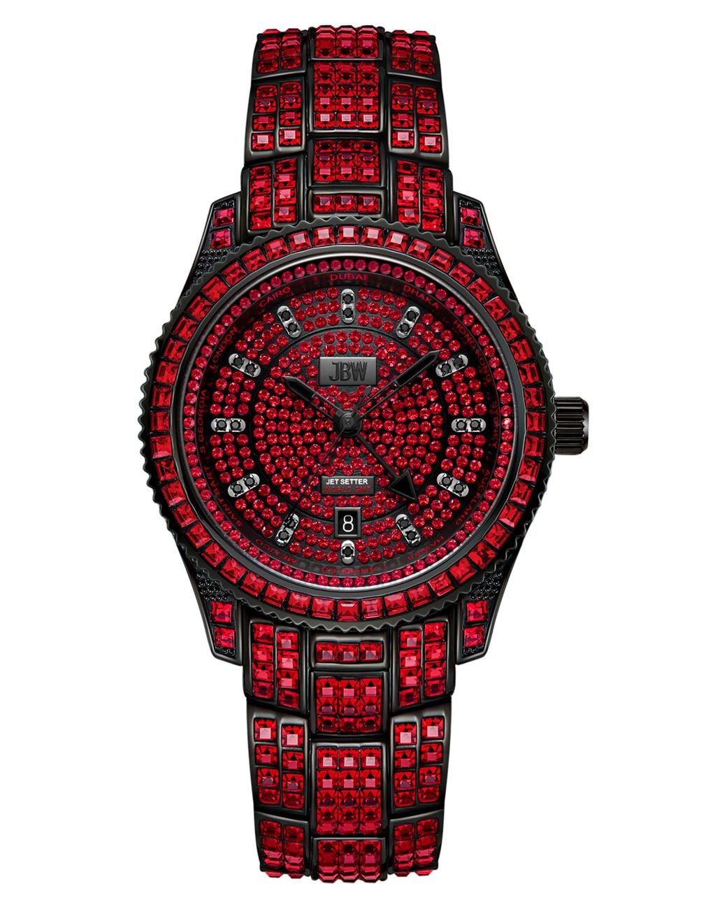 JBW Reserve Setter Diamond & Crystal Watch in Red Men | Lyst