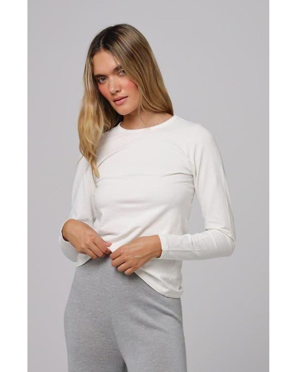 JUANA White Hemp Essentials Long Sleeve Tee