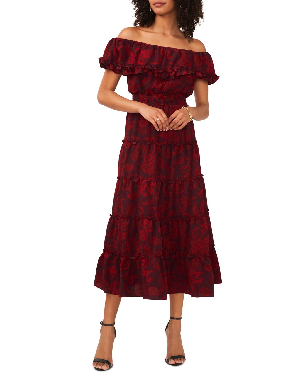 Vince camuto off the shoulder sale midi dress