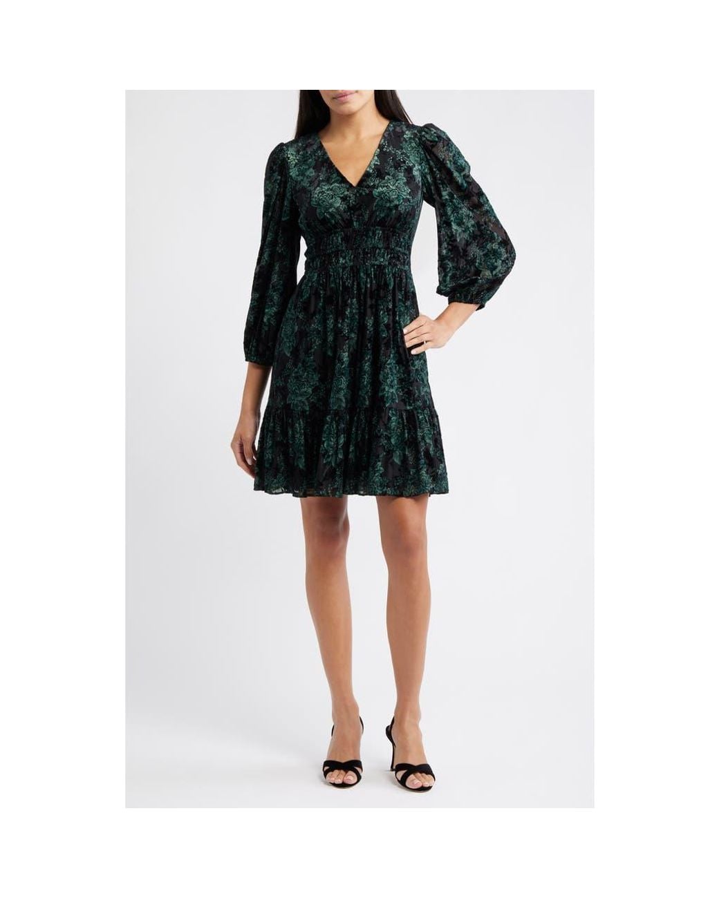 Eliza J Velvet Floral Long Sleeve Dress in Black | Lyst Eliza J Velvet Floral Long Sleeve Dress in Black | Lyst