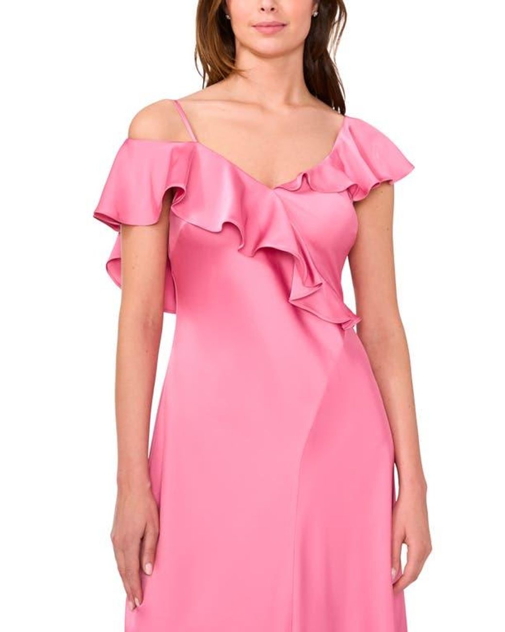 Parker Pink The Bridget Ruffle One-Shoulder Dress