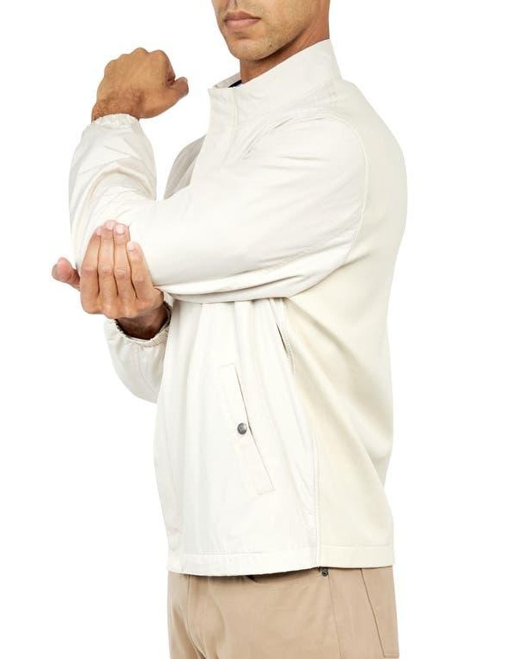 Con.struct White Slim Fit Solid Hybrid Field Jacket for men