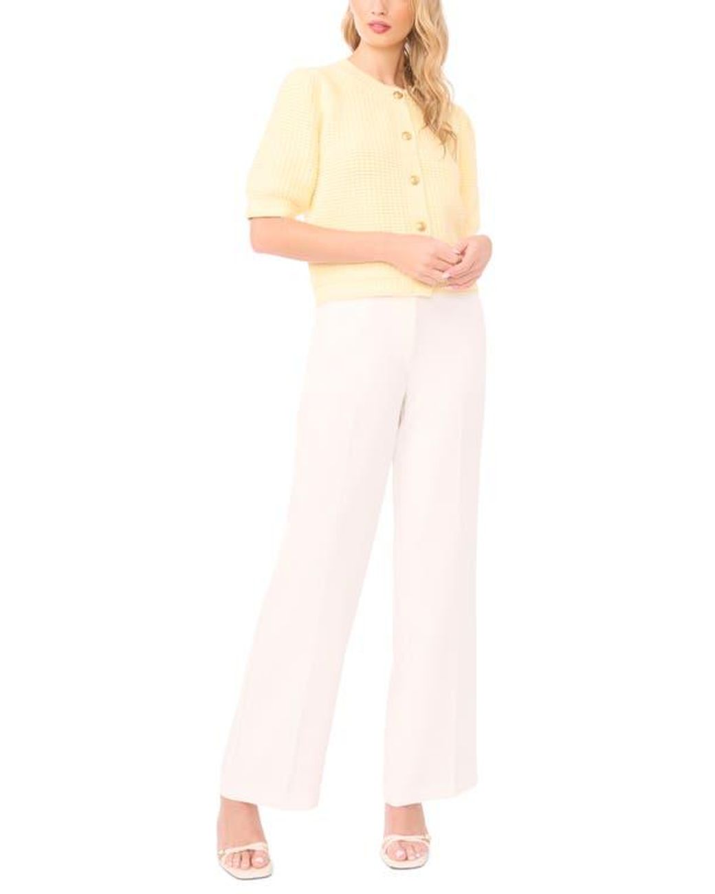 Halogen® White Button Up Sweater