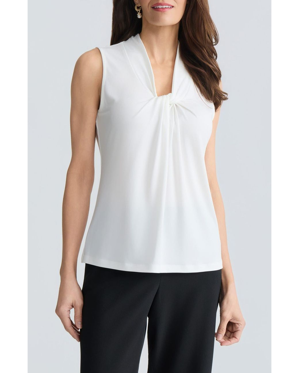 Kasper White Knot Front Jersey Top