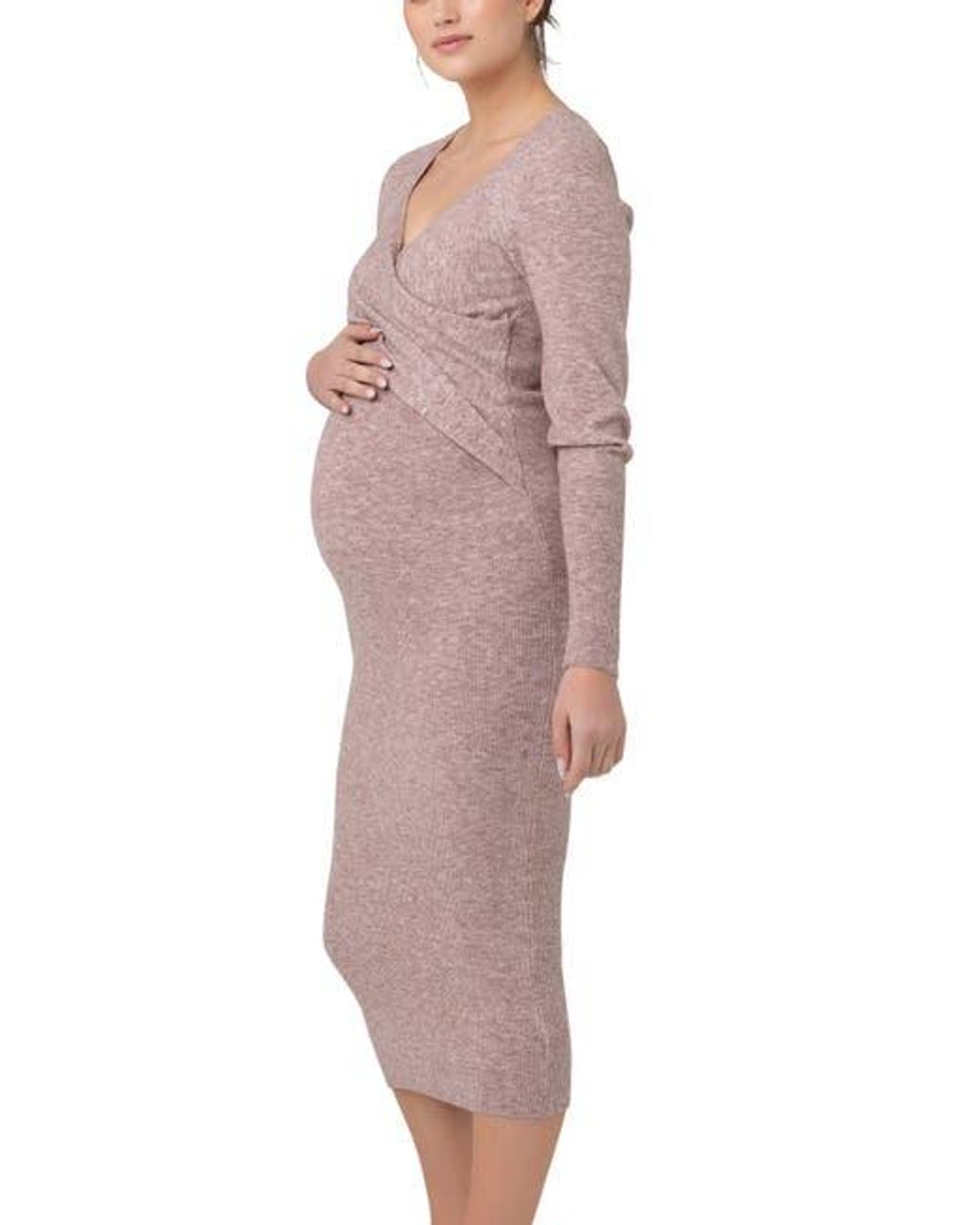 Ripe Maternity Heidi Nursing Knit Dress in Pink | Lyst