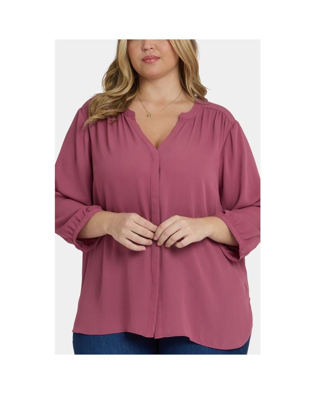 NYDJ Purple Pintuck Top