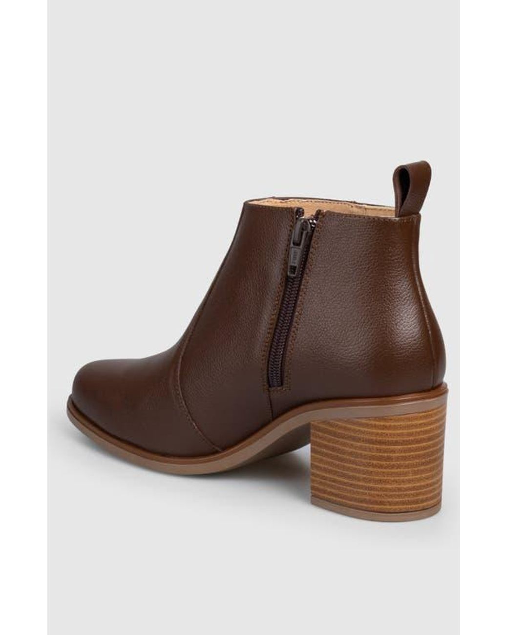 Manuela Brown Mia Block Heel Side Up Bootie