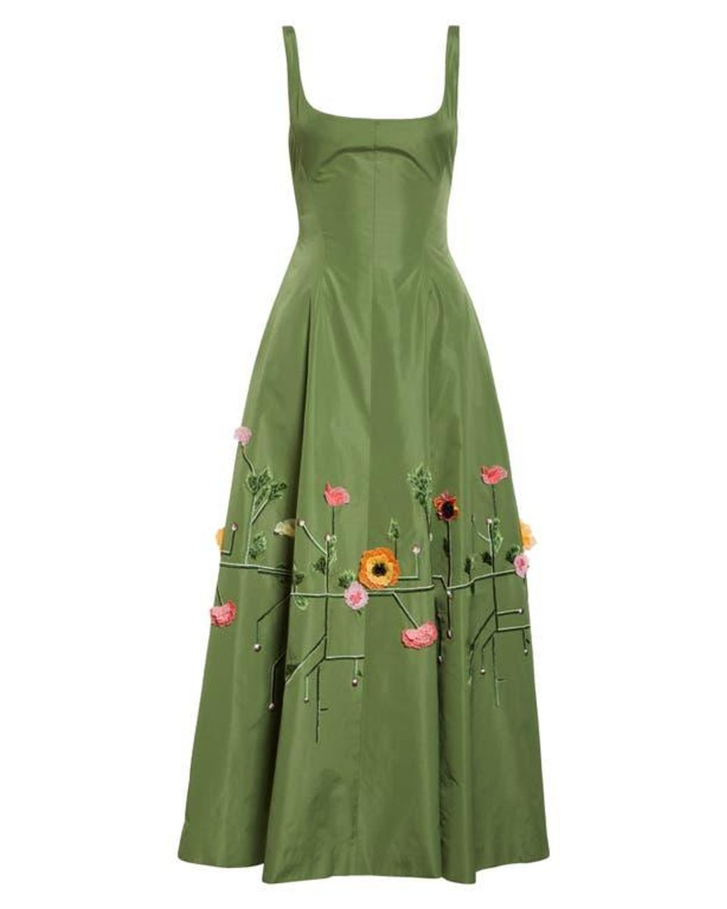 knee length dresses for ladies Rose Garden Floral Applique Mini Dress Lime– Selfie Leslie main image 1