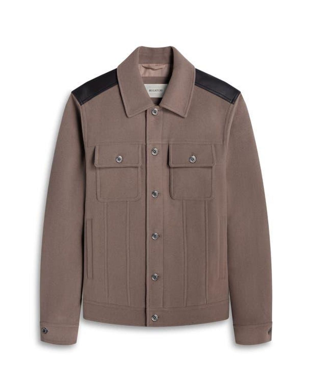 Bugatchi Brown Hybrid Melton & Wool Trucker Jacket for men