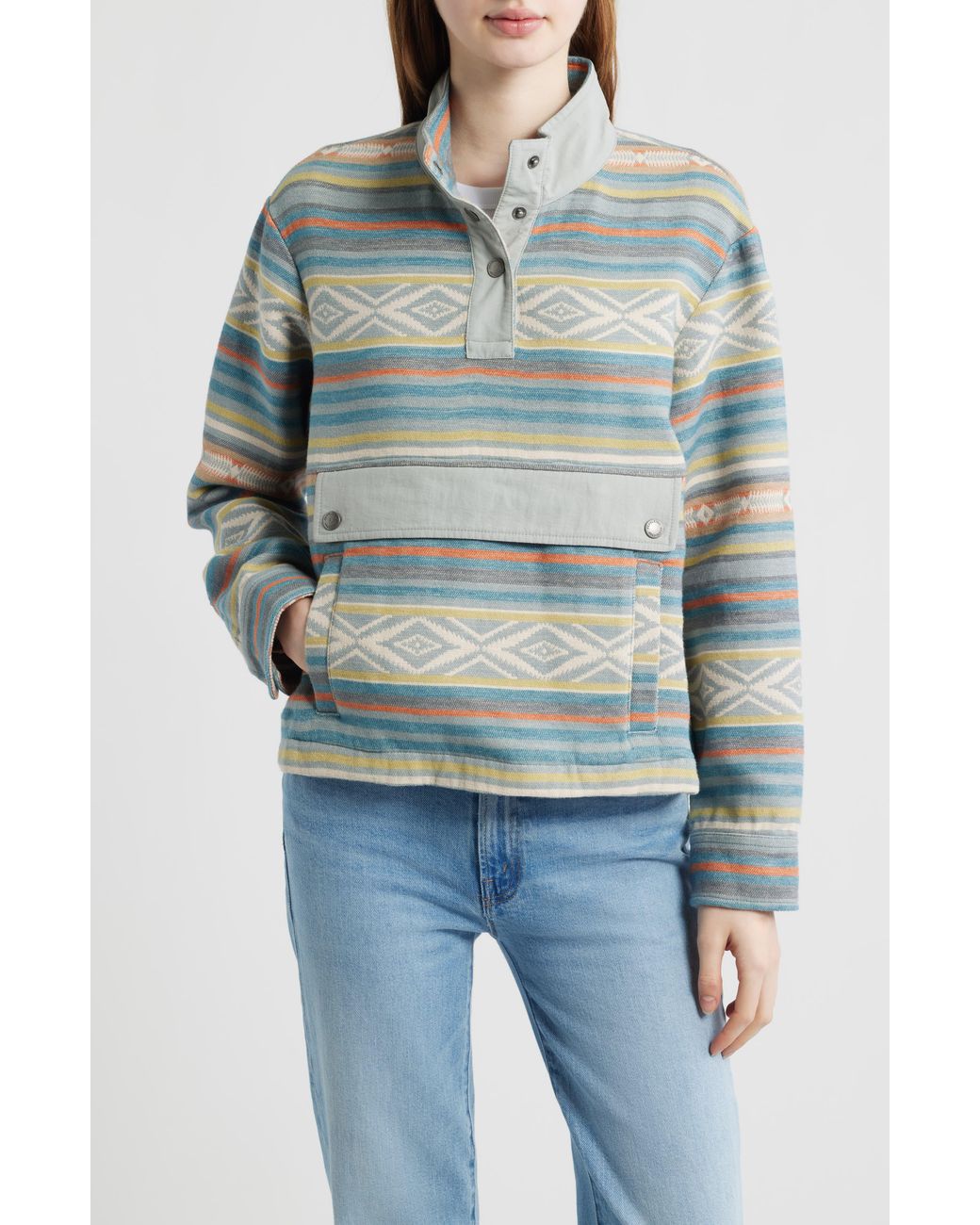 Pendleton Blue Double Soft Half Snap Top