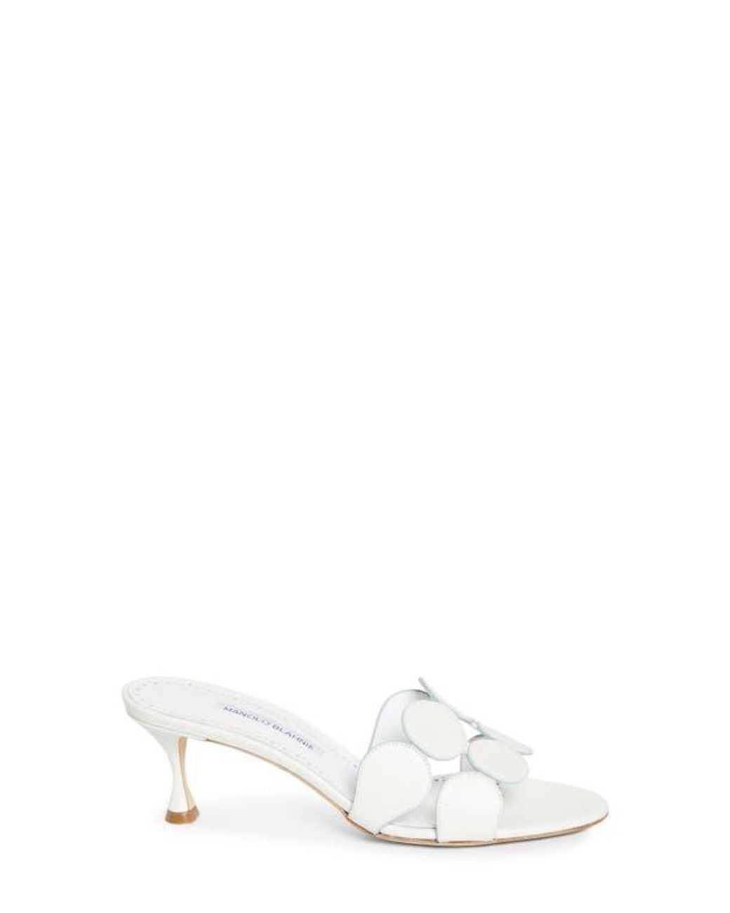 Manolo Blahnik White Haribalmu Kitten Heel Sandal