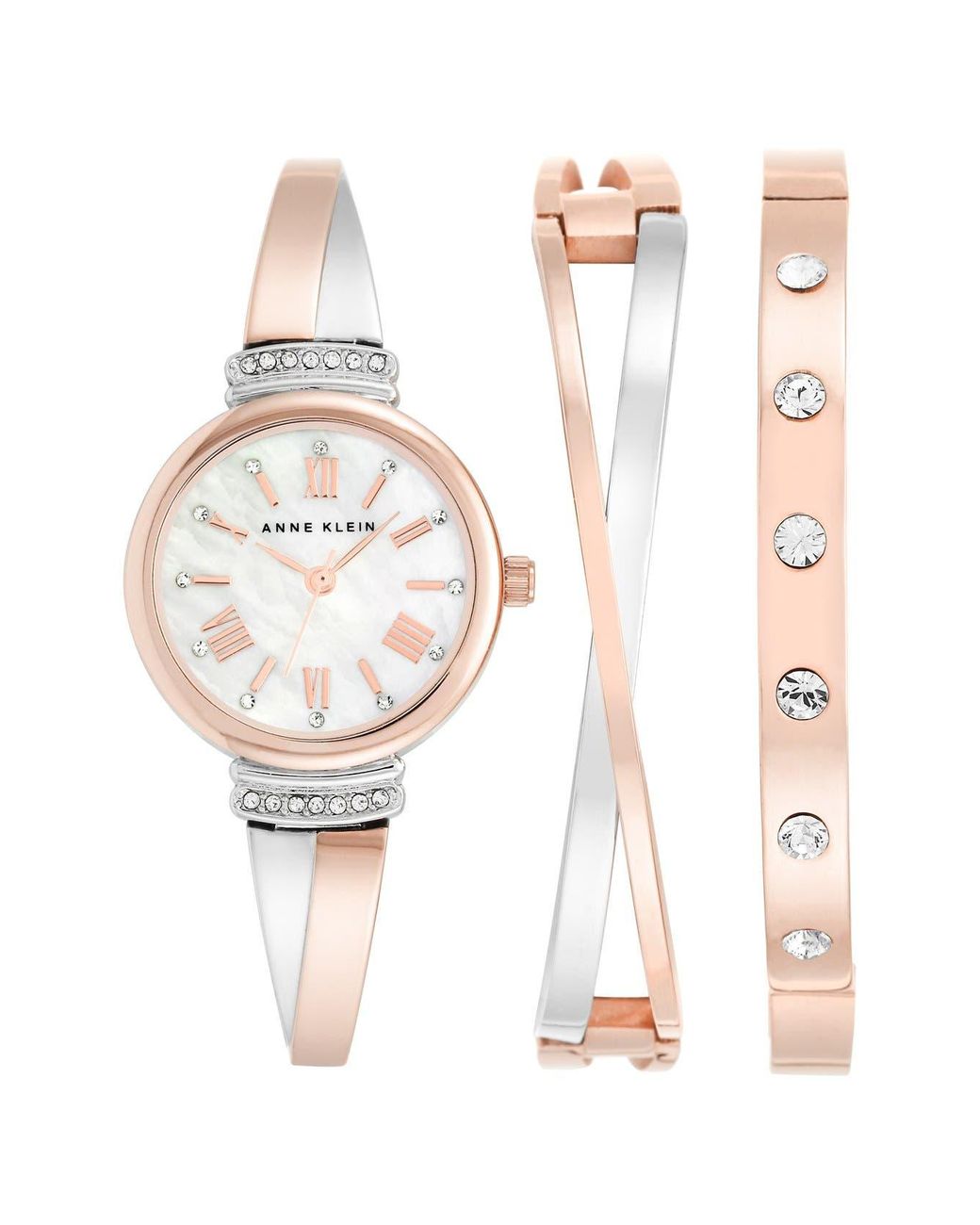 Anne Klein Round Watch Bangle Set in White Lyst