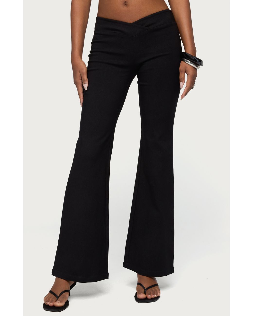 Edikted Black Alyce Crossover Flare Pants