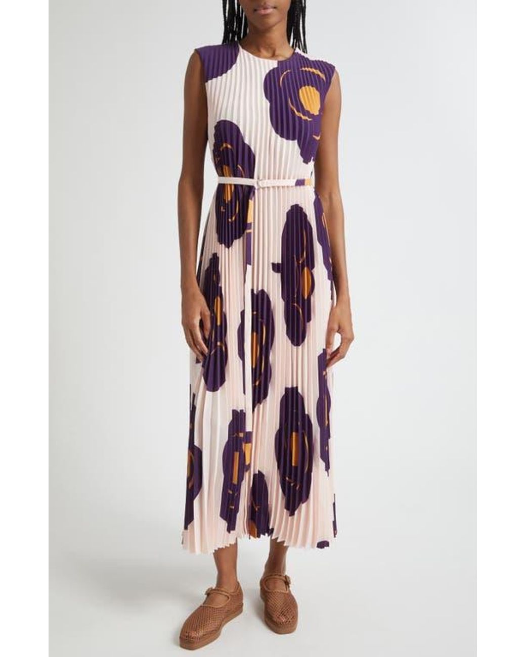 Marimekko Juhlia Tumma Pleated Belted Sleeveless Maxi Dress in White | Lyst Marimekko Juhlia Tumma Pleated Belted Sleeveless Maxi Dress in White | Lyst