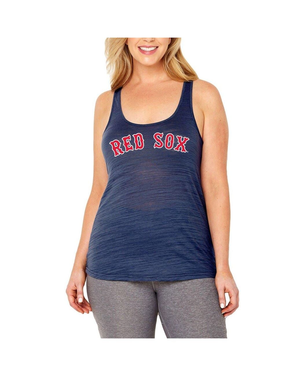 Soft As A Grape Blue Boston Sox Plus Size Swing For The Fences Racerback Tank Top