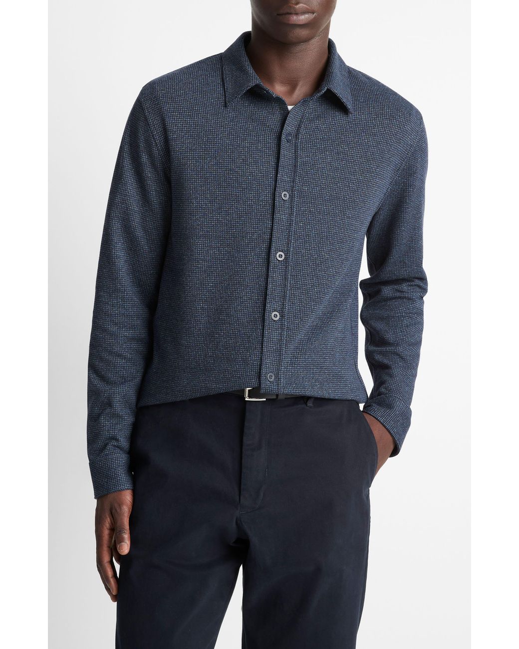 Vince Blue Houndstooth Button-Up Shirt for men