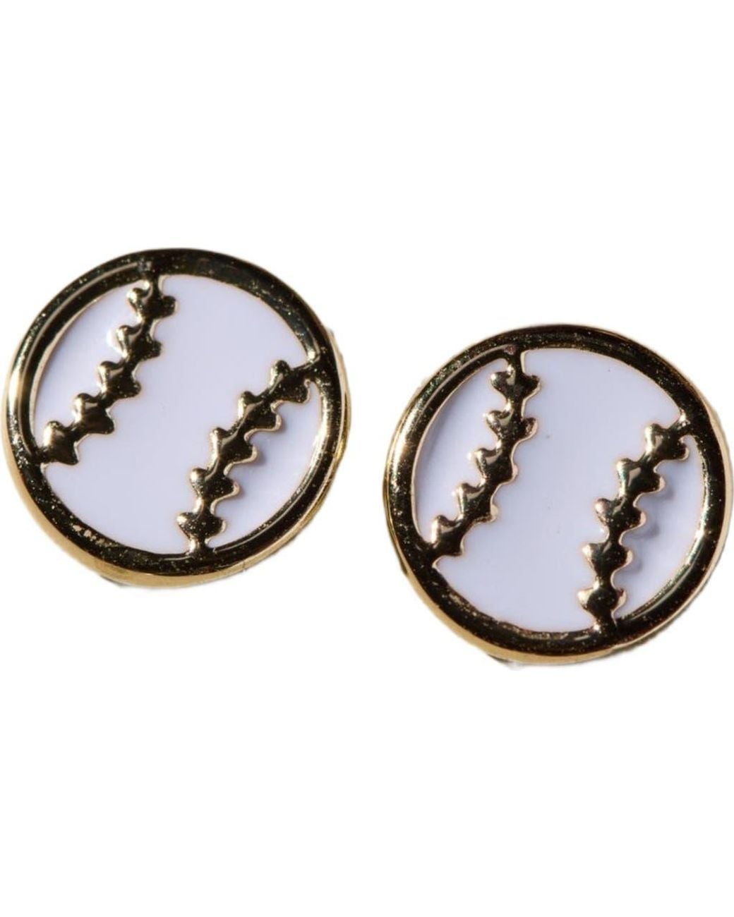 Nickel & Suede Black Baseball Stud Earrings