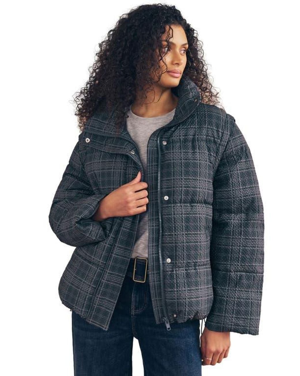 Next Blue Check Puffer Jacket