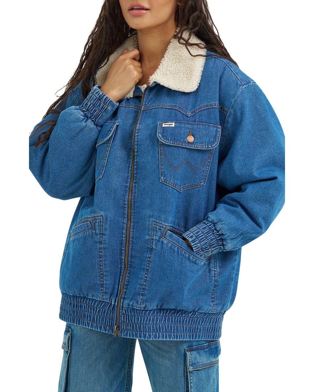 Wrangler Blue Oversize Denim Bomber Jacket