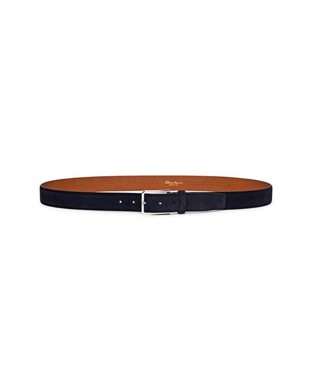 Santoni Blue Suede Leather Belt for men