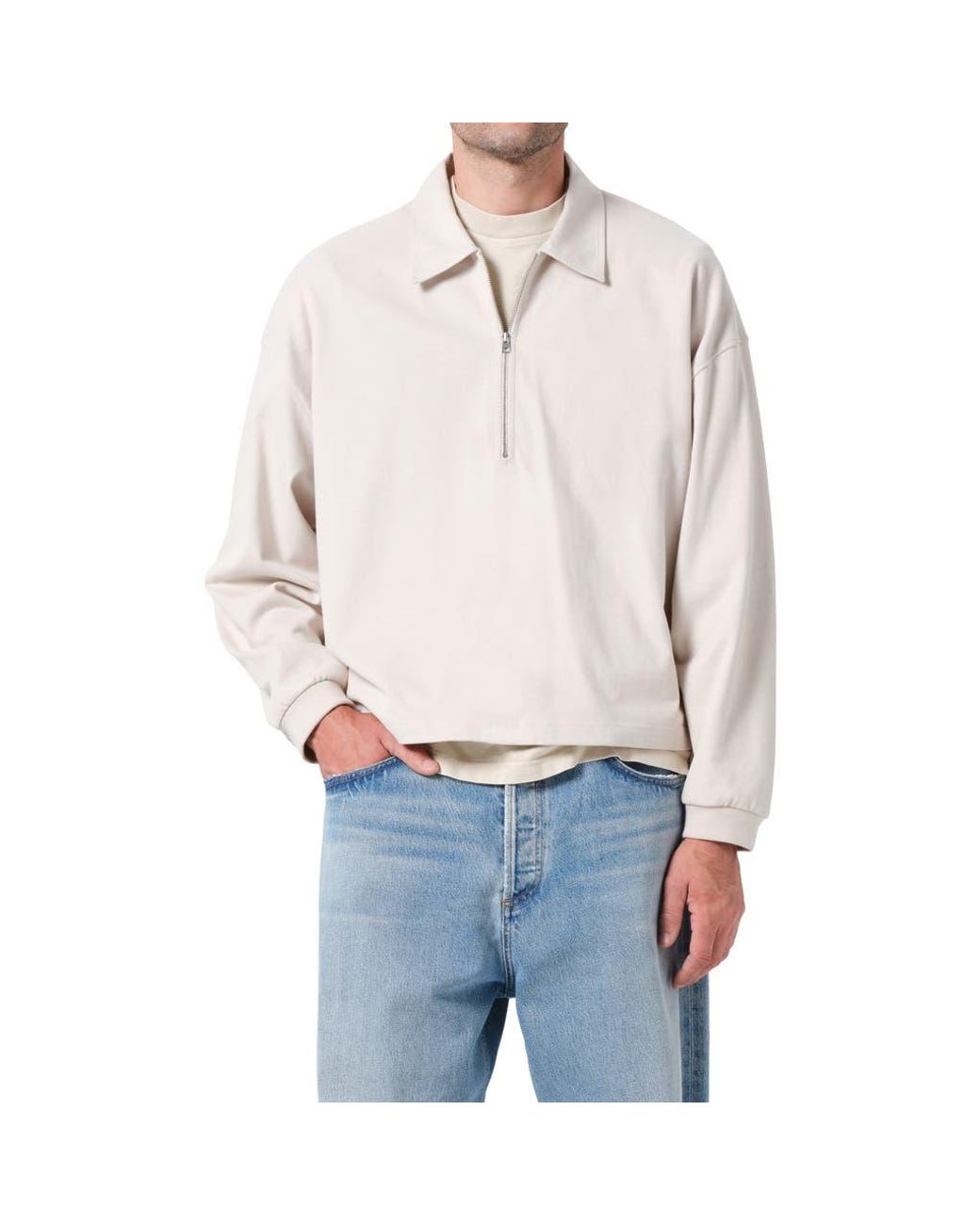 Agolde Gray Darius Half Zip Polo for men