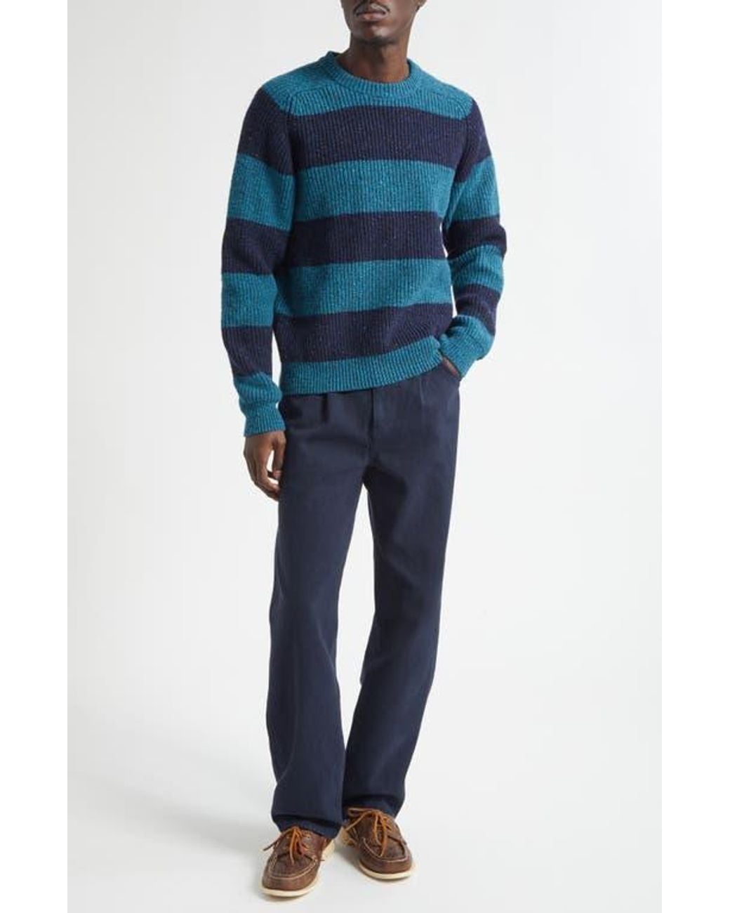 Noah Stripe Donegal Wool Sweater in Blue for Men | Lyst