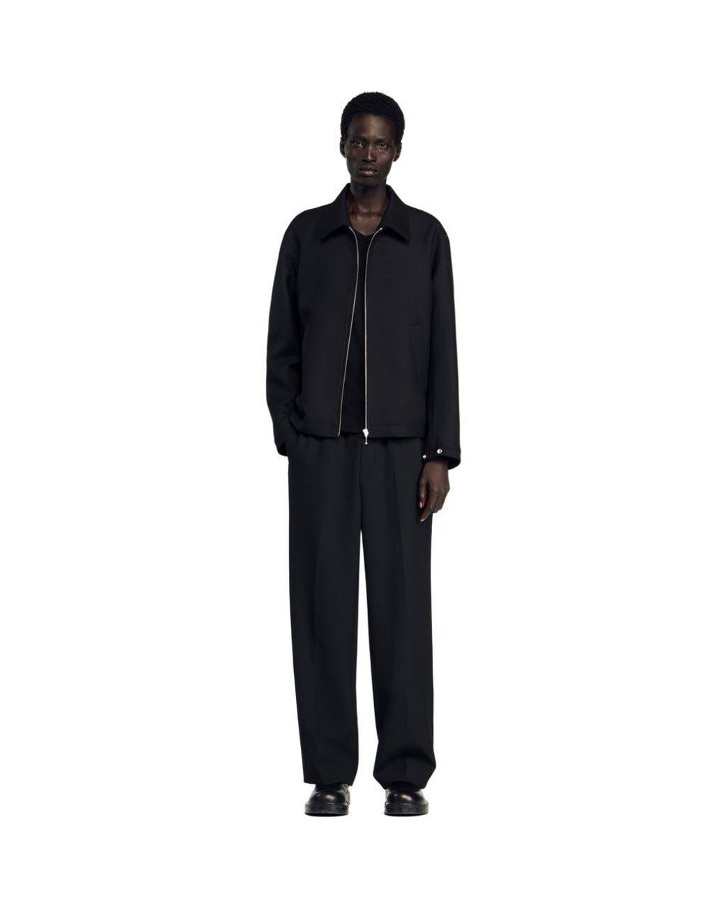 Sandro Black Zip-Up Jacket for men