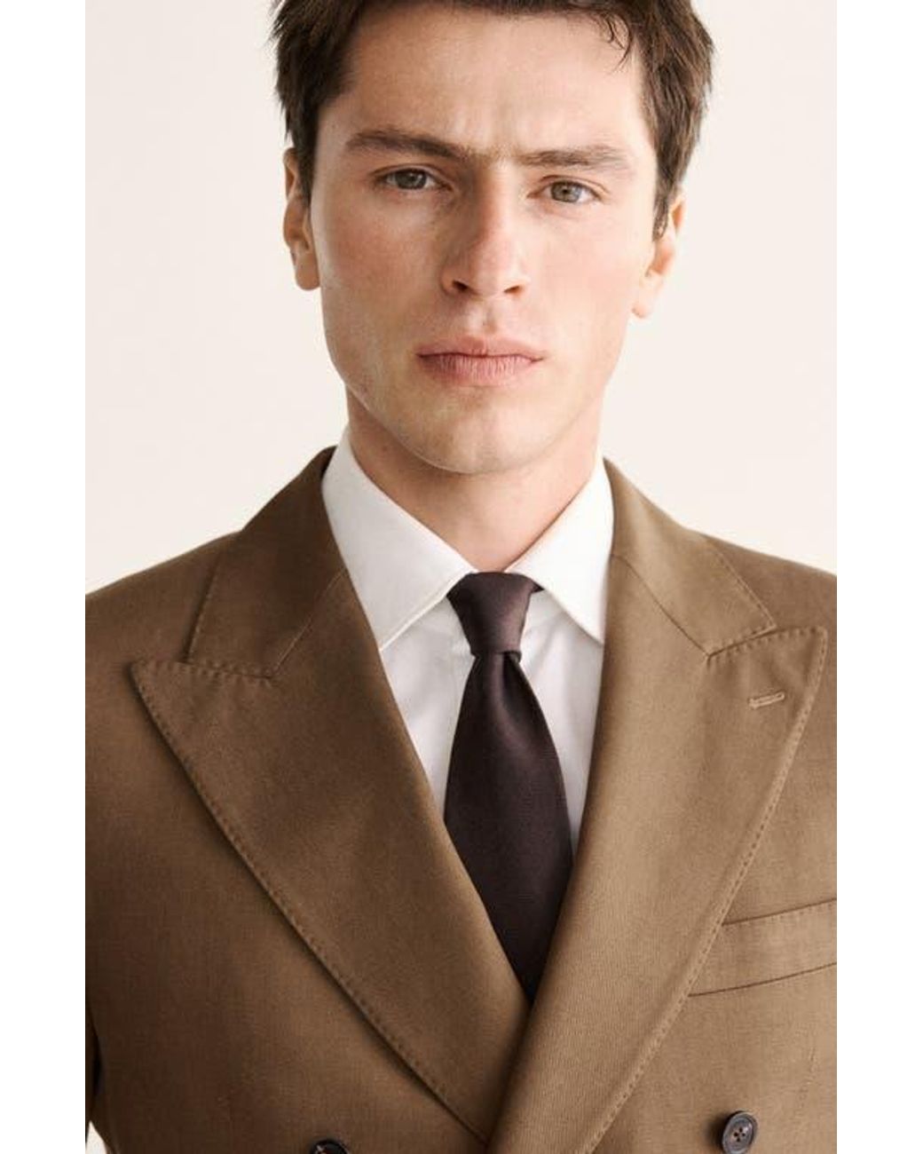 Mango Brown Double Breasted Slim Fit Jacket for men