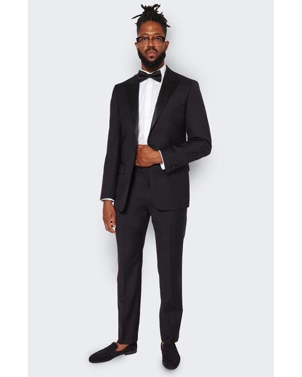 9tofive Blue Peak Lapel Solid Wool Tuxedo Jacket for men