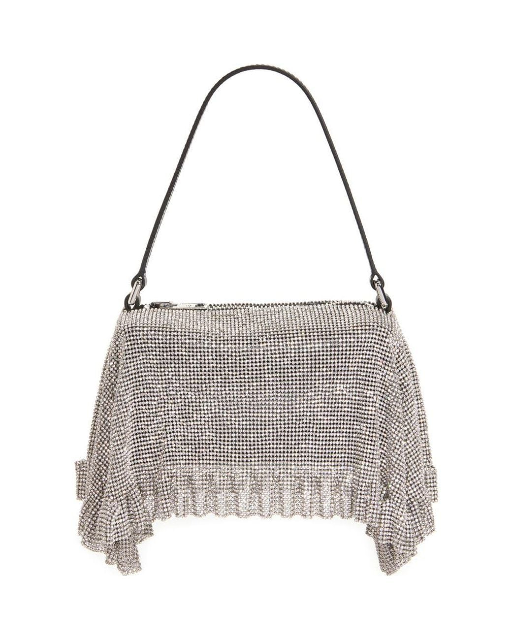 Alexander Wang Divina Crystal Mesh Pochette Top Handle Bag in Gray
