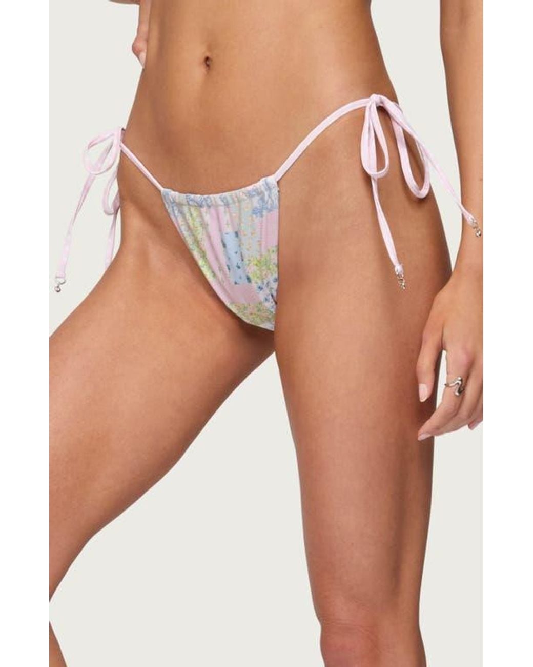 Edikted Multicolor Patchwork String Bikini Bottoms