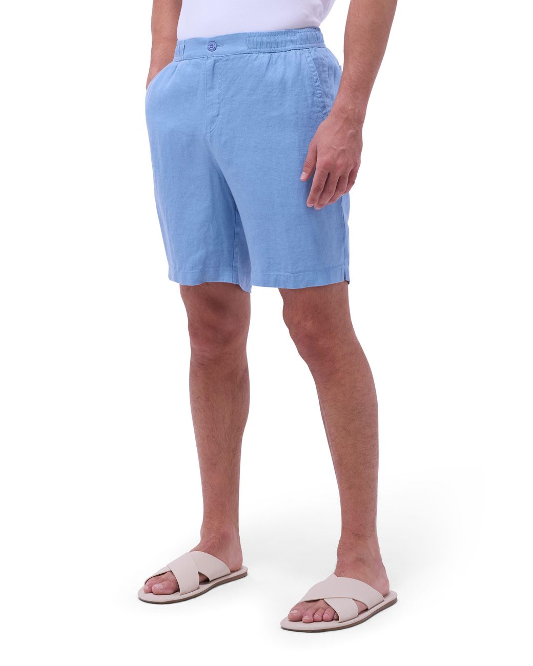Bugatchi Blue Trent Drawstring Linen Shorts for men