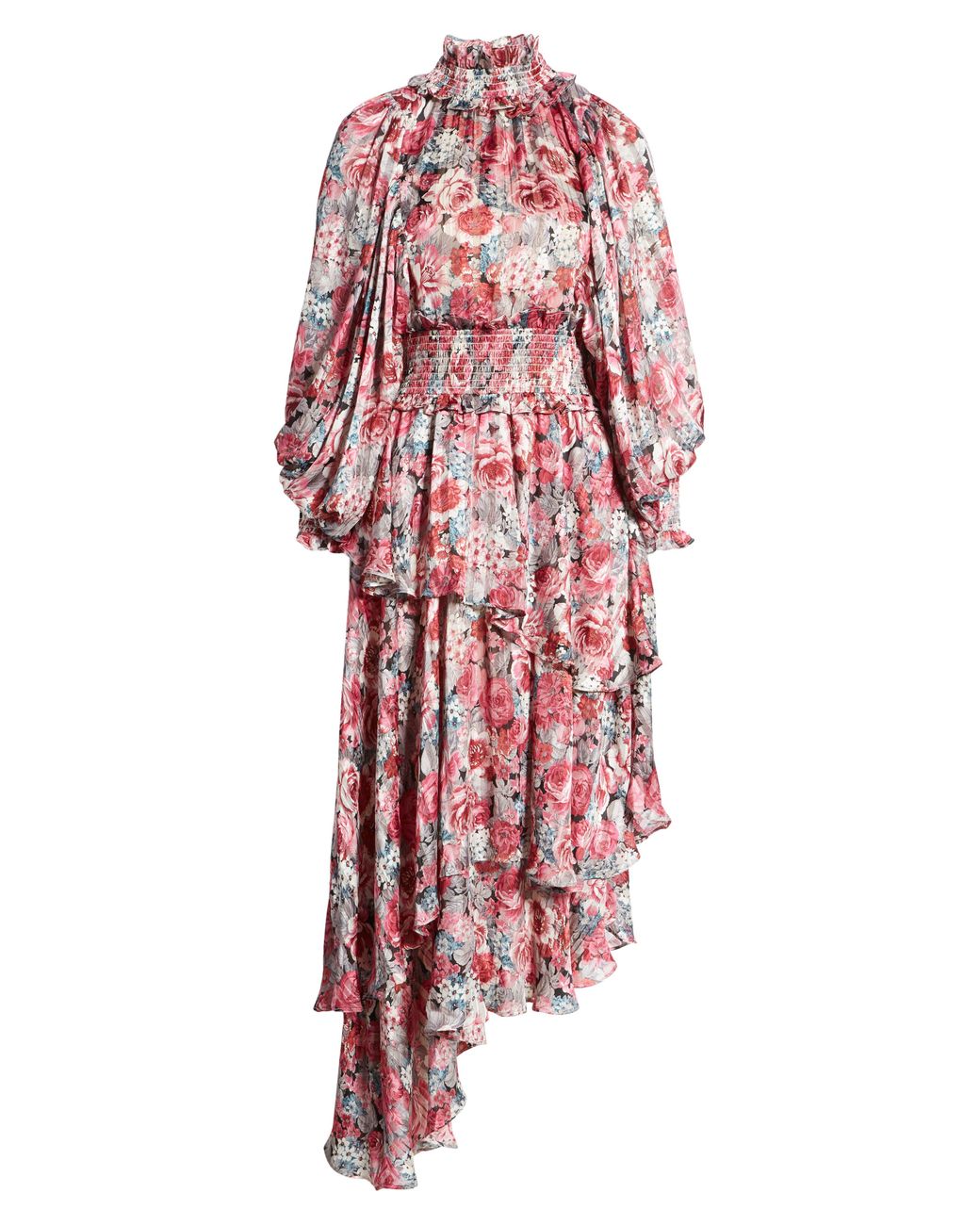 Elliatt Astrid Floral Long Sleeve Midi Dress in Red | Lyst