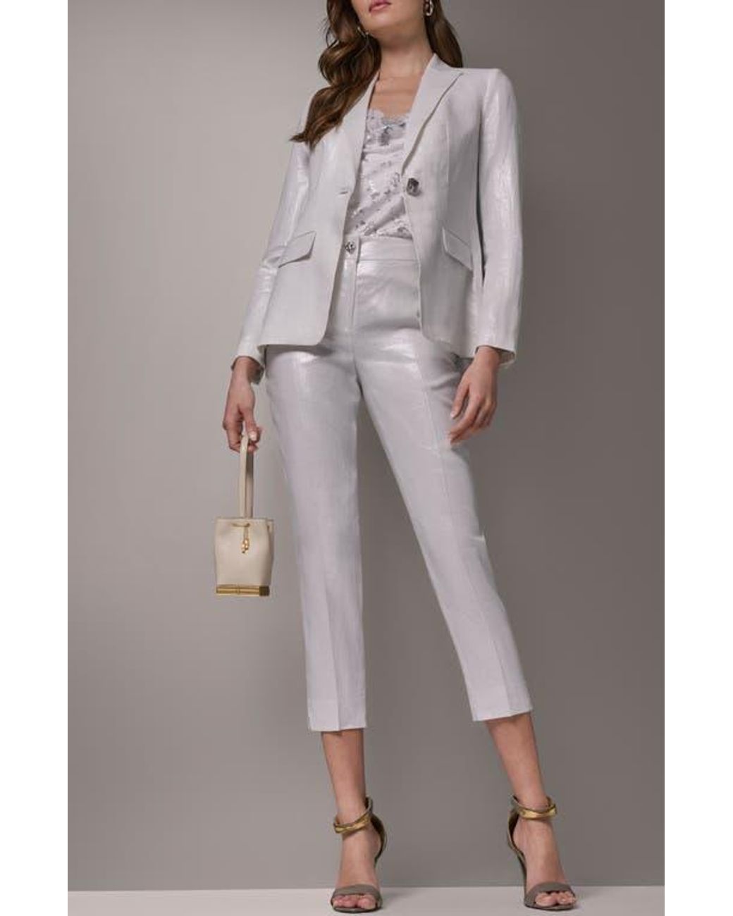 Donna Karan White One-Button Linen Blazer