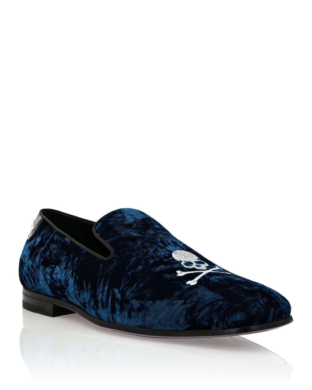 Philipp Plein Blue Moccasin Skull&Amp;Bones