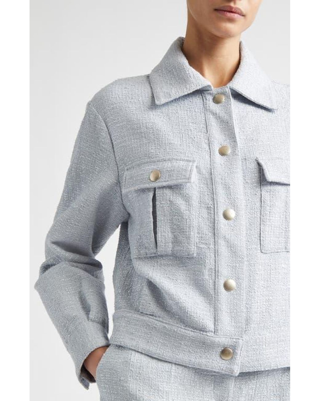 Eleventy Blue Tweed Snap Jacket