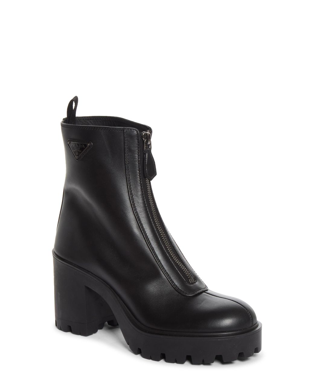 Prada Black Lug Sole Zip Bootie