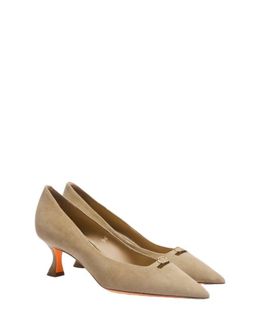Santoni Natural Suede Mid-Heel Pump