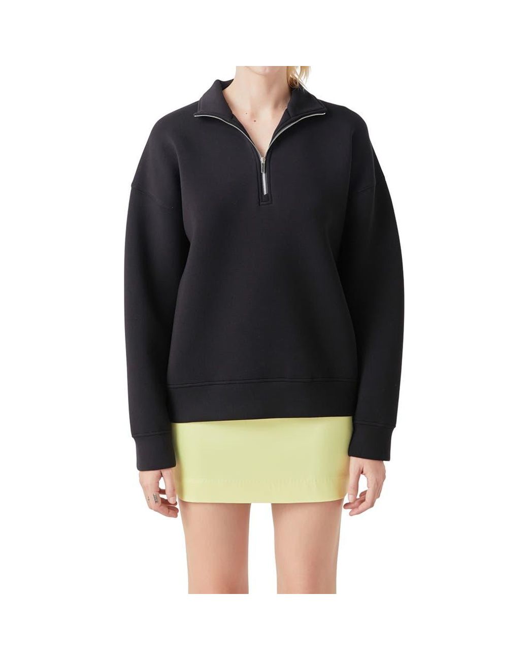Grey Lab Black Scuba Knit Quarter Zip Pullover