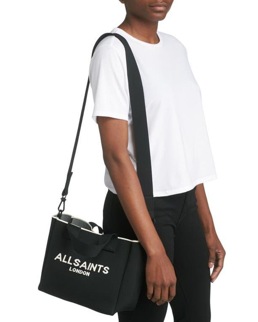 AllSaints Black Mini Izzy Recycled Polyester Tote