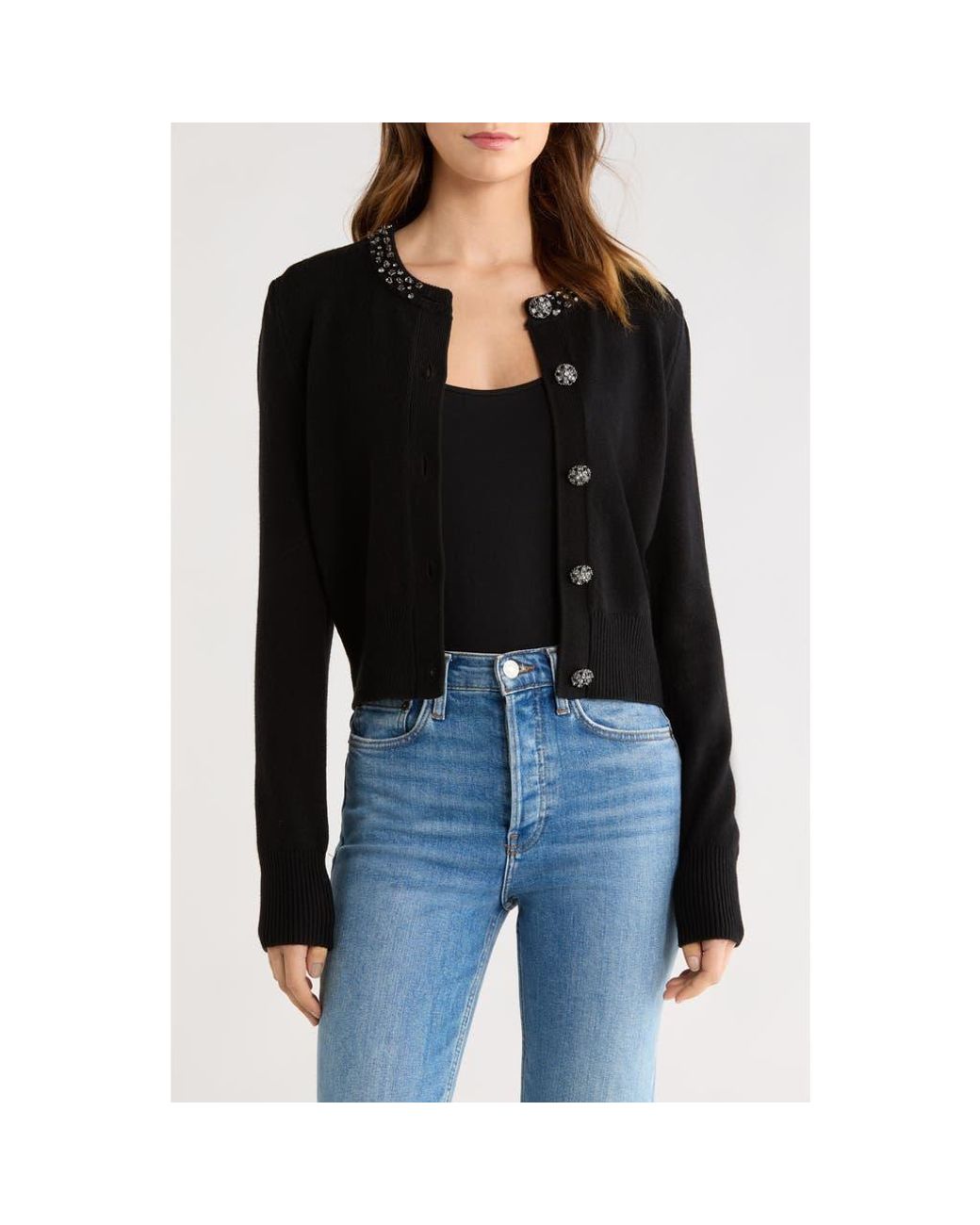Splendid Cardigan Splendid Montana Crystal Embellished Cardigan in Black | Lyst