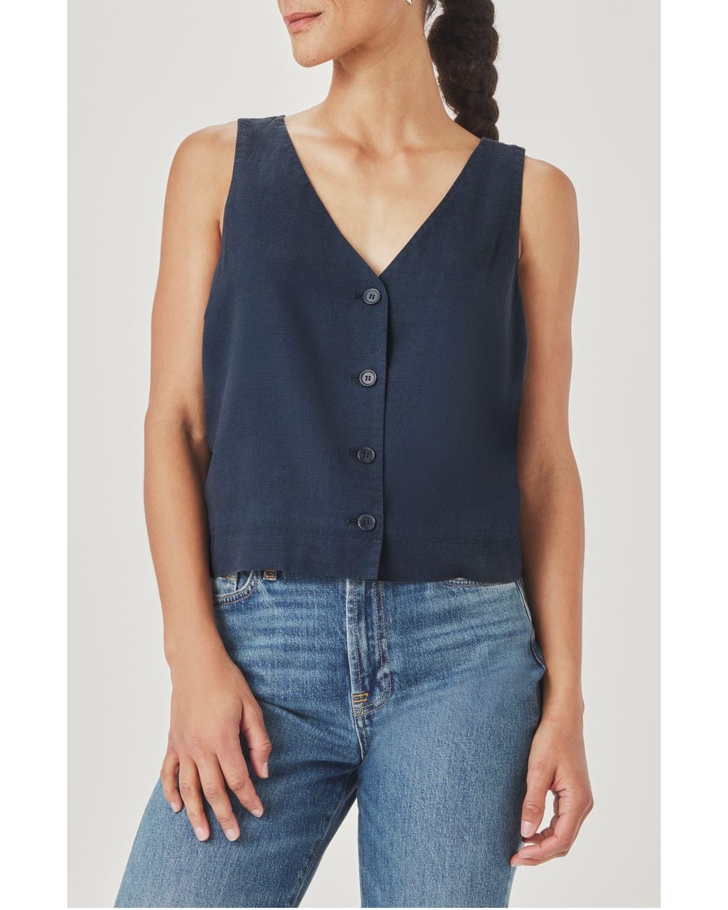 Splendid Blue Adele Linen Blend Vest