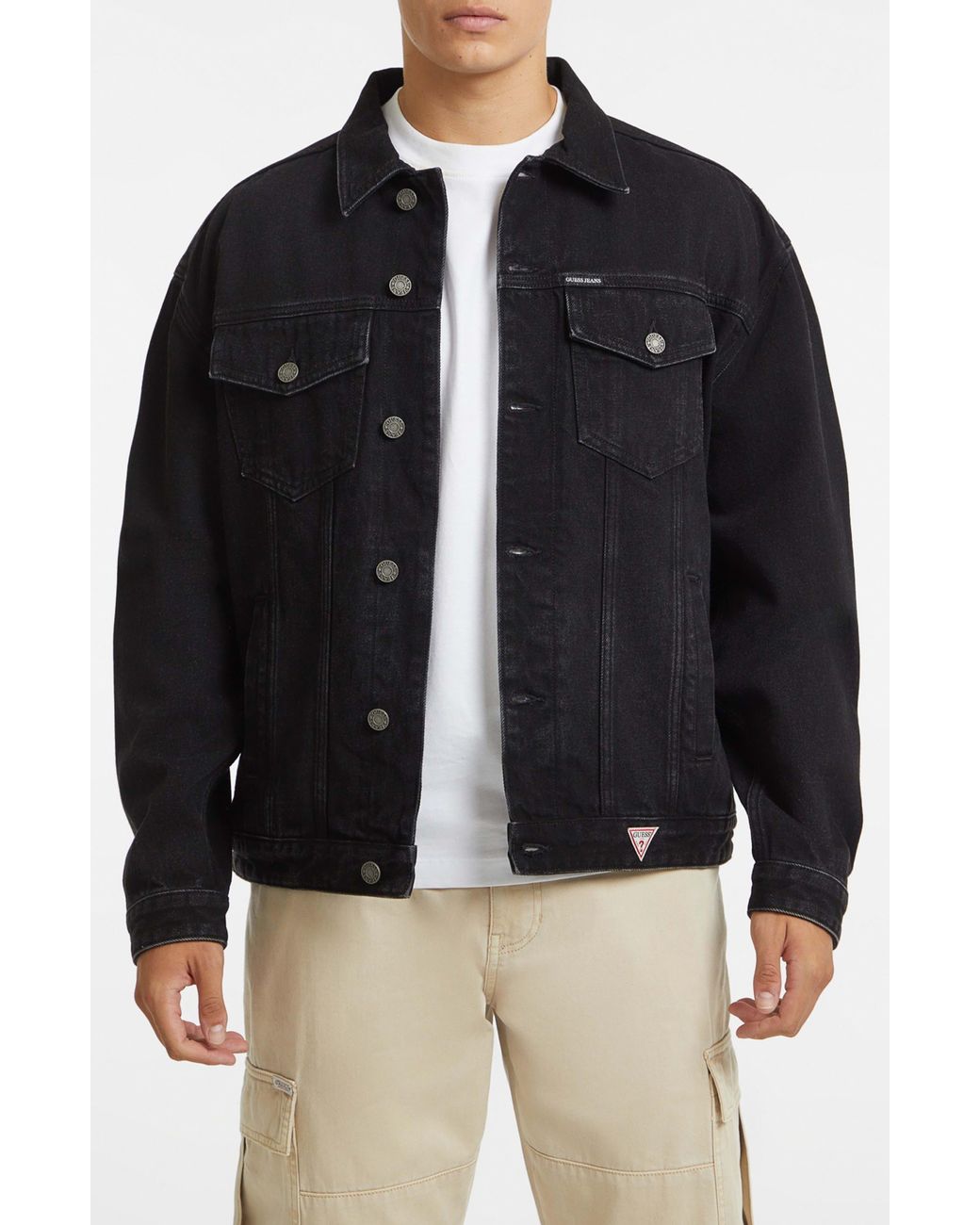 Guess Black Oversize Denim Trucker Jacket for men