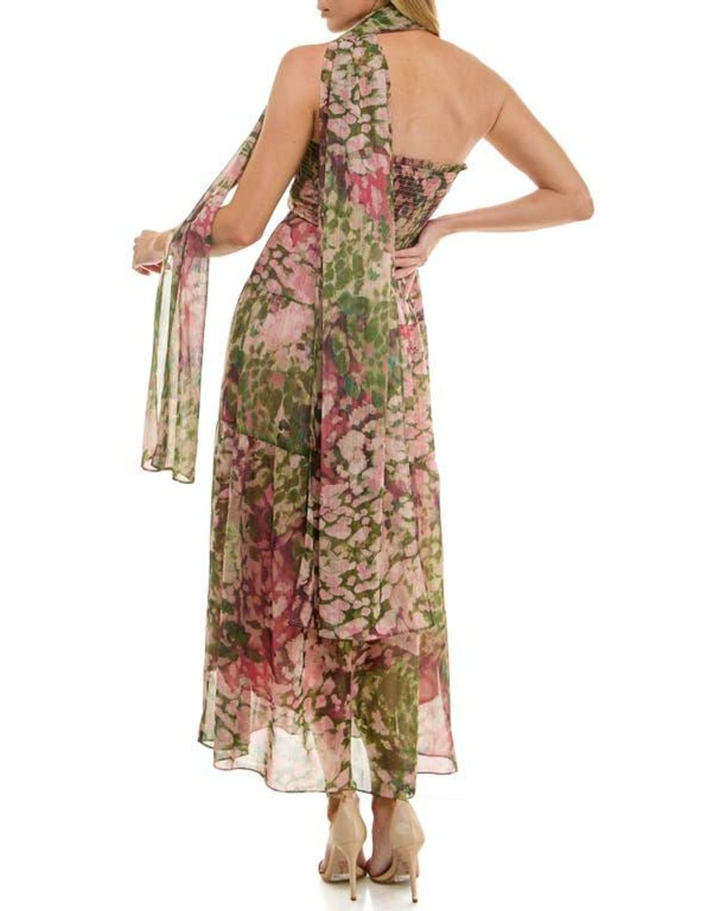 Socialite Metallic Floral Strapless Dress & Scarf Set in Natural | Lyst