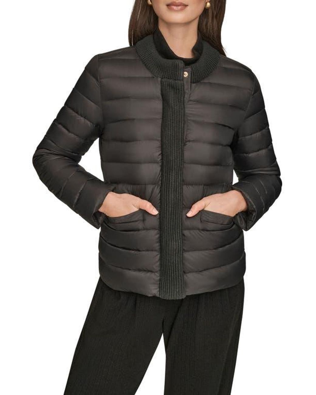 Donna Karan Black Nylon Down Jacket
